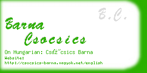 barna csocsics business card